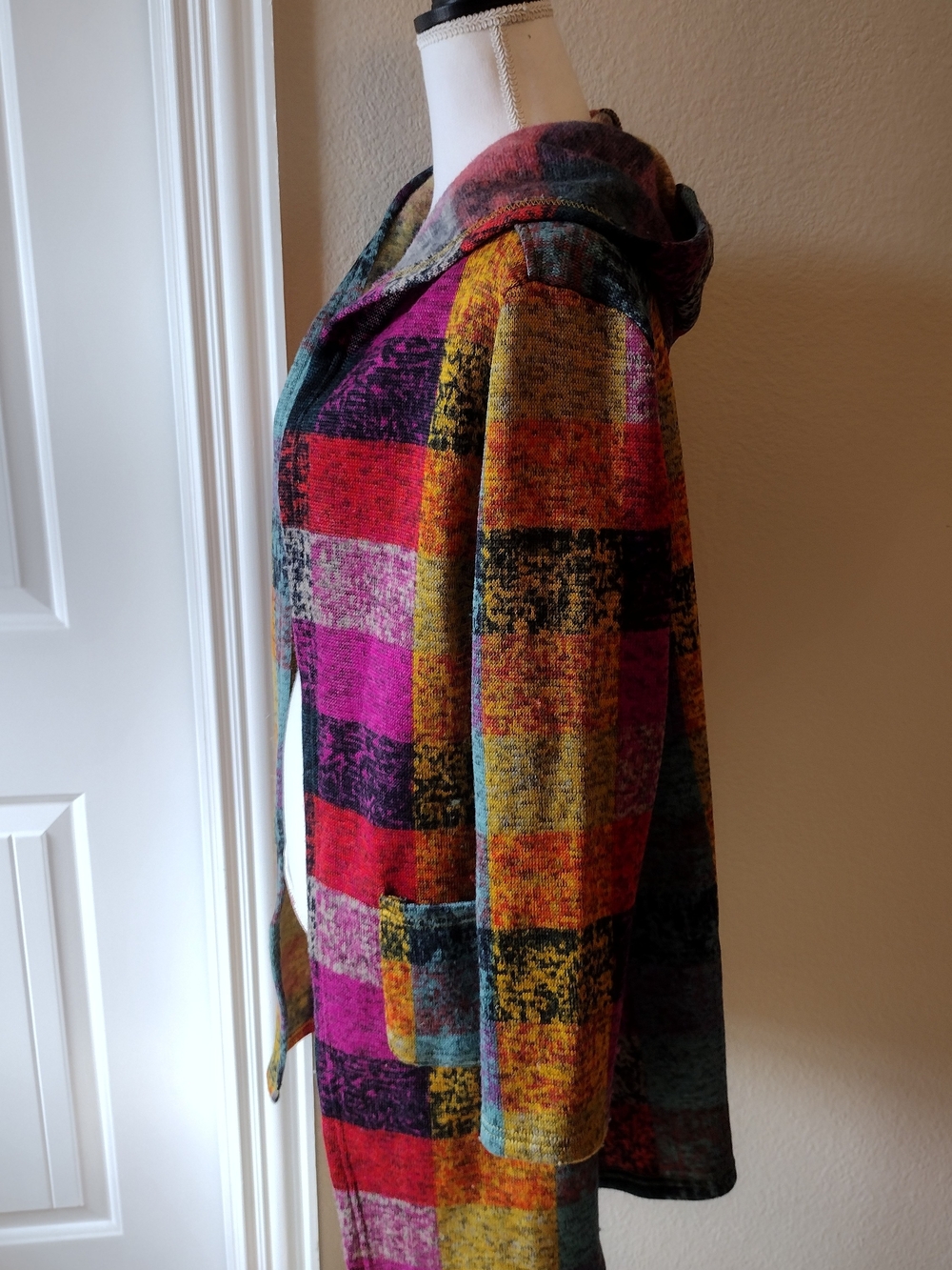 BiBi Multicolor Patchwork Hooded Cardigan - Picture 5 of 7